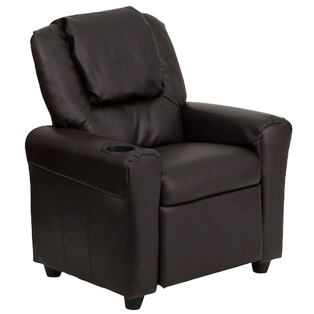 Flash Furniture Kids Recliner, 21-1/2" to 36-1/2" x 27", Upholstery Color: Brown DG-ULT-KID-BRN-GG